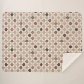 茶色とピンクの水玉模様の幾何学的パターン シェルパブランケット (正面(横))