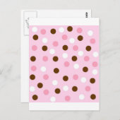 茶色とピンクの水玉模様 ポストカード (正面/裏面)