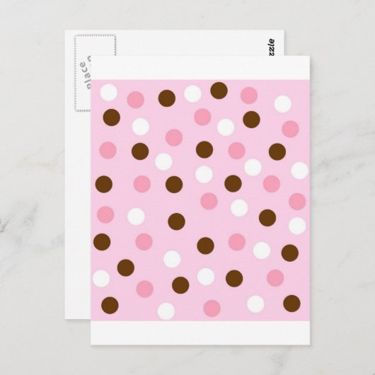茶色とピンクの水玉模様 ポストカード (正面/裏面)