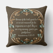 茶色とフローラフレームのカスタマイズ可能なバイブル詩 クッション (裏面)