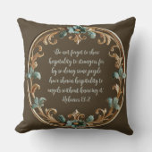 茶色とフローラフレームのカスタマイズ可能なバイブル詩 クッション (正面)