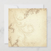 茶色とベージュのスクロール葉のヴィンテージ結婚式 招待状 (裏面)