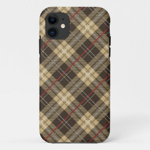 茶色とベージュのタータンチェック格子模様 iPhone 11 ケース