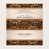 茶色とベージュのダマスク模様 名刺 (外部フラット)