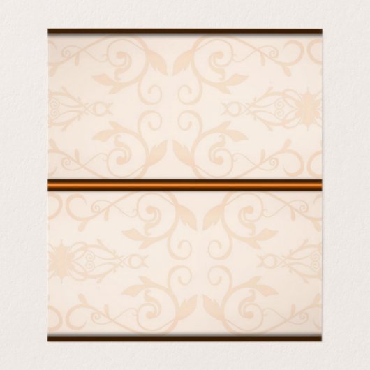 茶色とベージュのダマスク模様 名刺 (内部フラット)