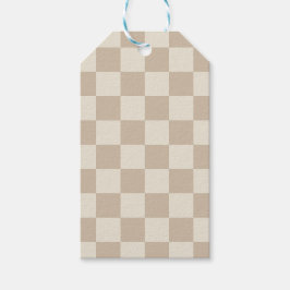 茶色とベージュのチェッカーボード ギフトタグ