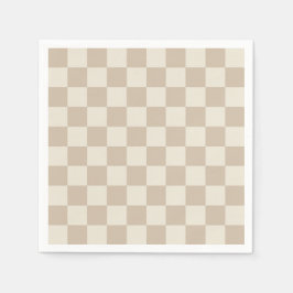 茶色とベージュのチェッカーボード スタンダードカクテルナプキン
