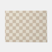 茶色とベージュのチェッカーボード ドアマット (正面)
