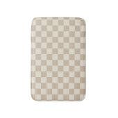 茶色とベージュのチェッカーボード バスマット (正面縦)