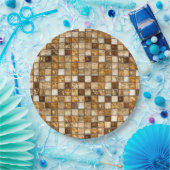 茶色とベージュのモザイクタイルの壁 ペーパープレート (パーティー)