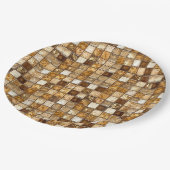 茶色とベージュのモザイクタイルの壁 ペーパープレート (アングル)