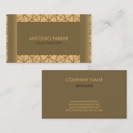 茶色とベージュの幾何学的な形状 名刺 (正面/裏面)