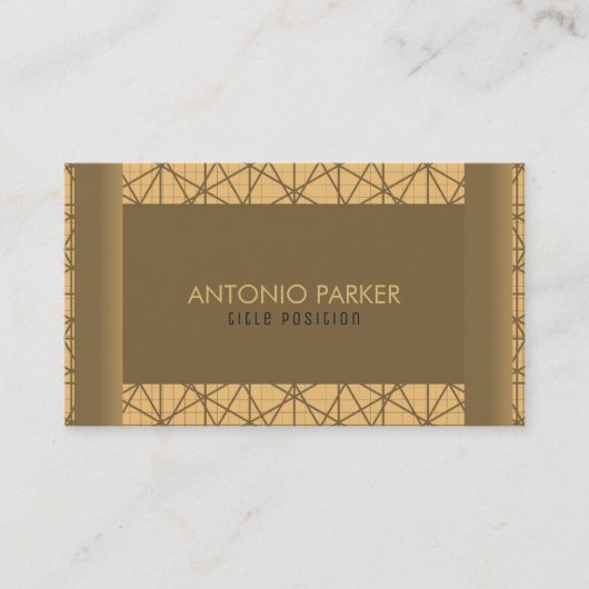 茶色とベージュの幾何学的な形状 名刺 (正面)