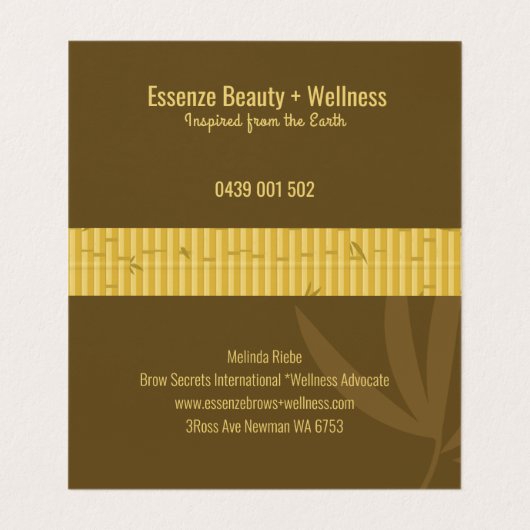 茶色とベージュの竹材の背景 名刺 (内部フラット)