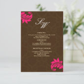 茶色とホットピンクダマスクの結婚式囲いカード 招待状 (スタンド正面)