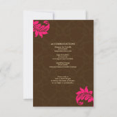 茶色とホットピンクダマスクの結婚式囲いカード 招待状 (裏面)