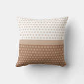 茶色とモダン白の水玉模様モノグラム クッション (裏面)