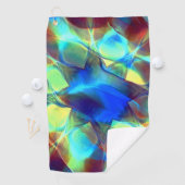 茶色と対照的な濃い青のデジタルフラワー ゴルフタオル (インサイチュ)