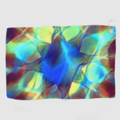 茶色と対照的な濃い青のデジタルフラワー ゴルフタオル (横)