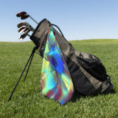 茶色と対照的な濃い青のデジタルフラワー ゴルフタオル (グリーン)