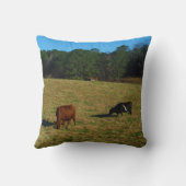 茶色と白と黒のロングホーンのステア クッション (裏面)