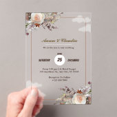 茶色と白のア素朴クリル結婚式招待状 アクリル招待状 (インサイチュ (ポータブル))