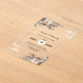 茶色と白のア素朴クリル結婚式招待状 アクリル招待状 (レイダウン)