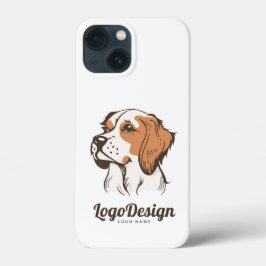 茶色と白のイラストの犬のロゴ iPhone 13 MINIケース