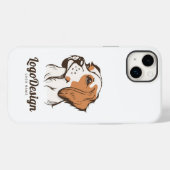 茶色と白のイラストの犬のロゴ Case-Mate iPhoneケース (裏面 (横))