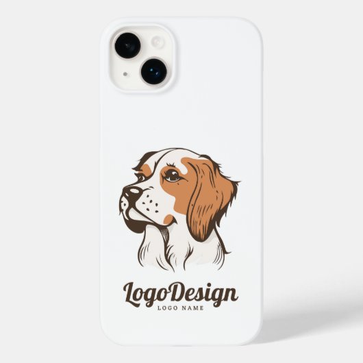 茶色と白のイラストの犬のロゴ Case-Mate iPhoneケース (裏面)