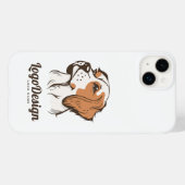 茶色と白のイラストの犬のロゴ Case-Mate iPhoneケース (裏面 (横))