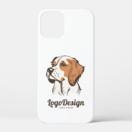 茶色と白のイラストの犬のロゴ iPhone 12 MINI ケース