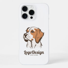 茶色と白のイラストの犬のロゴ iPhone 16 PRO MAXケース