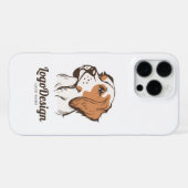 茶色と白のイラストの犬のロゴ iPhoneケース (裏面横)
