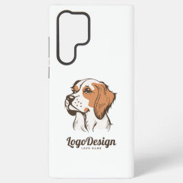 茶色と白のイラストの犬のロゴ SAMSUNG GALAXY S22 ULTRAケース