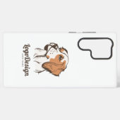 茶色と白のイラストの犬のロゴ SAMSUNG GALAXYケース (裏面横)