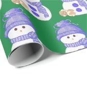 茶色と白のウサギと青い雪だるま ラッピングペーパー (ロールコーナー)