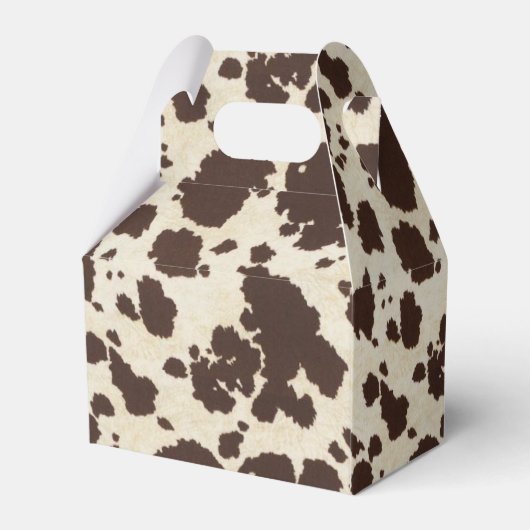 茶色と白のカウプリント切り妻スタイルボックス フェイバーボックス (裏面サイド)