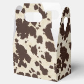 茶色と白のカウプリント切り妻スタイルボックス フェイバーボックス (オープン)