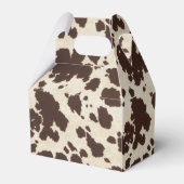 茶色と白のカウプリント切り妻スタイルボックス フェイバーボックス (正面サイド)