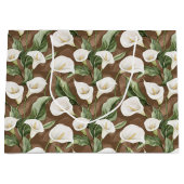 茶色と白のカラー リリーの花のブライズ シャワー ラージペーパーバッグ (正面)