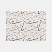 茶色と白のキャンディーケーンのパターン フリースブランケット (正面(横))