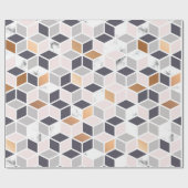 茶色と白のキューブの幾何学的パターン ラッピングペーパー (フラット)