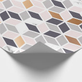 茶色と白のキューブの幾何学的パターン ラッピングペーパー (角)