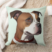 茶色と白のコートと襟を持つ犬 クッション (ブランケット)