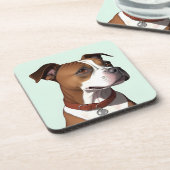 茶色と白のコートと襟を持つ犬 コースター (左側)