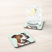 茶色と白のコートと襟を持つ犬 コースター (右側)