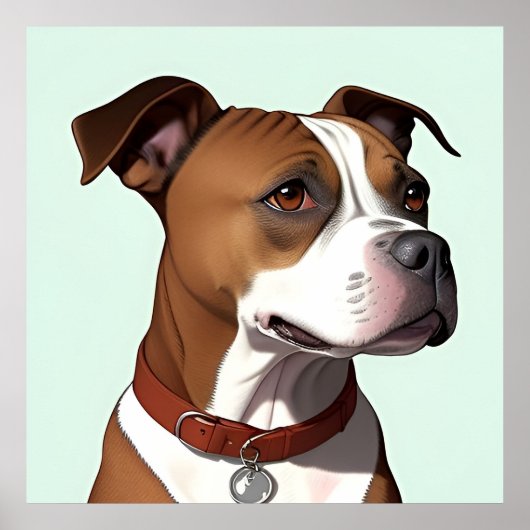 茶色と白のコートと襟を持つ犬 ポスター (正面)