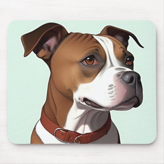 茶色と白のコートと襟を持つ犬 マウスパッド (正面)