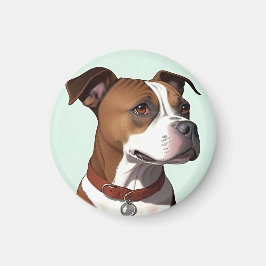 茶色と白のコートと襟を持つ犬 マグネット